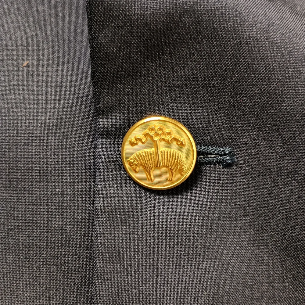 Brooks Brothers Madison Fit Black 100% Wool Blazer 48L‎ Gold Buttons Italy